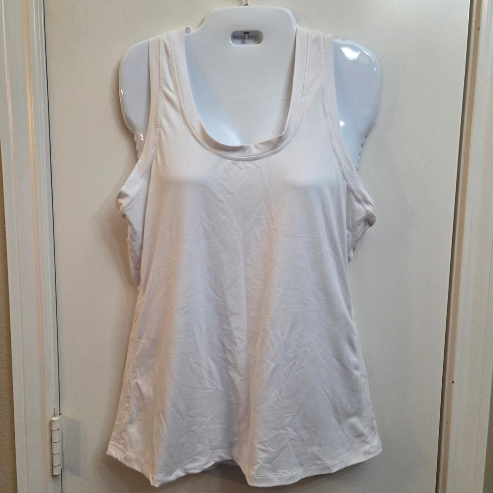 Rae Mode White Racerback Athletic Tank Top Microfiber Stretch T92251 Large
